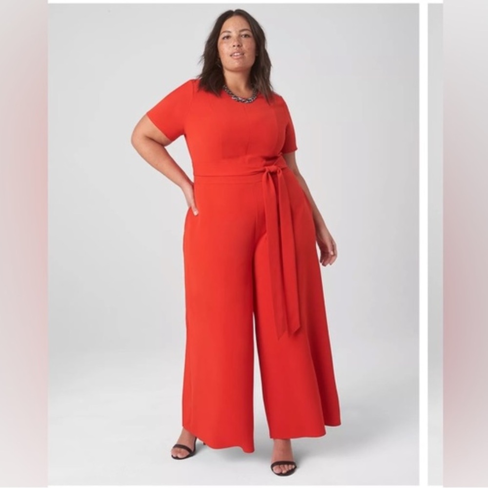 Lane Bryant Vibrant Red Belted Jumpsuit size 16